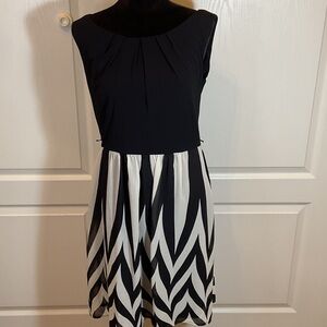 Connected Apparel Black and White Midi Dress